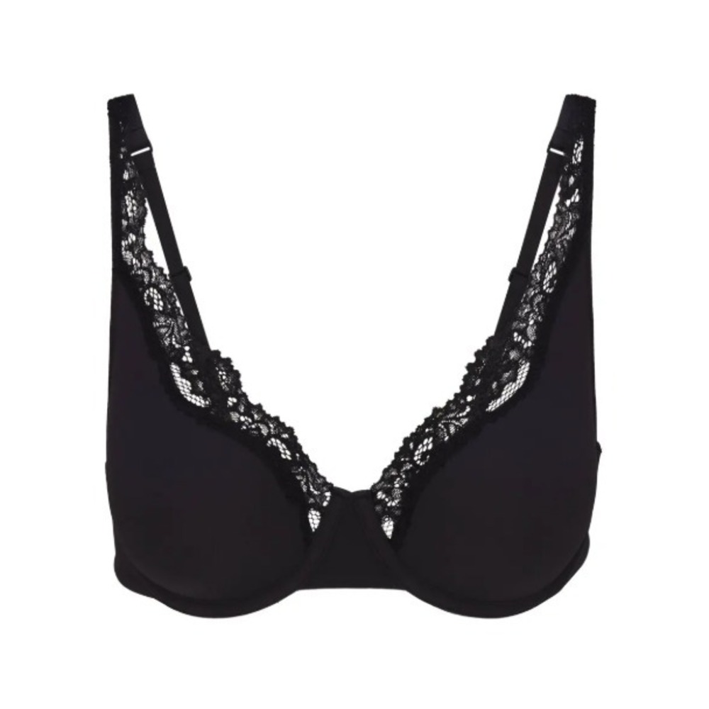 Skims Fits Everybody Lace Unlined Full Coverage Bra PL-PLG-9548W Onyx, 42DD